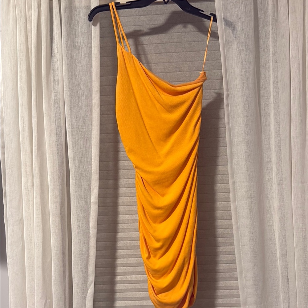Princess Polly Orange Asymmetrical Ruched Bodycon Dress